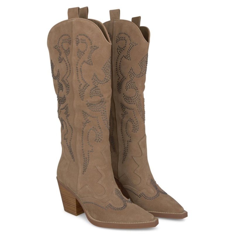 Bottes à Talons Alma En Pena Cowboy Boots With Heel Beige Femme | MRB-88223638